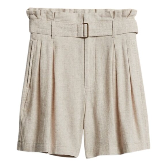 NWT Womens Size 8 Banana Republic Khaki Beige Linen-Blend Paperbag Short NEW